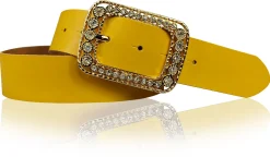 PALMA: Damen Ledergürtel 4 cm mit goldener Strass Gürtelschnalle
