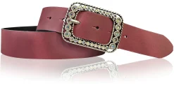 PALMA II: Damen Ledergürtel 4 cm mit silberner Strass Gürtelschnalle
