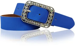 PALMA II: Damen Ledergürtel 4 cm mit silberner Strass Gürtelschnalle