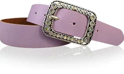 PALMA II: Damen Ledergürtel 4 cm mit silberner Strass Gürtelschnalle