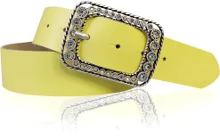 PALMA II: Damen Ledergürtel 4 cm mit silberner Strass Gürtelschnalle