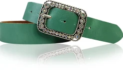 PALMA II: Damen Ledergürtel 4 cm mit silberner Strass Gürtelschnalle