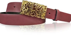 PARKSIDE 3: Ledergürtel für Damen, Blumenschließe golden 3 cm, florale Gürtelschnalle