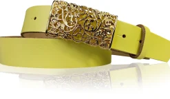 PARKSIDE 3: Ledergürtel für Damen, Blumenschließe golden 3 cm, florale Gürtelschnalle