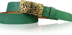 PARKSIDE 3: Ledergürtel für Damen, Blumenschließe golden 3 cm, florale Gürtelschnalle