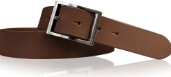 PESARO eleganter Anzuggürtel 35 mm, hochwertiges Leder, hochwertige Gürtelschnalle, kürzbar
