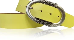 PIACENCA: Damen Ledergürtel 3,6 cm mit ovaler Gürtelschnalle und Arabesken