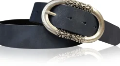 PIACENCA: Damen Ledergürtel 3,6 cm mit ovaler Gürtelschnalle und Arabesken