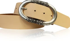 PIACENCA: Damen Ledergürtel 3,6 cm mit ovaler Gürtelschnalle und Arabesken