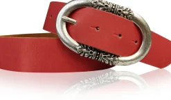 PIACENCA: Damen Ledergürtel 3,6 cm mit ovaler Gürtelschnalle und Arabesken
