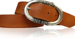 PIACENCA: Damen Ledergürtel 3,6 cm mit ovaler Gürtelschnalle und Arabesken
