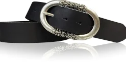 PIACENCA: Damen Ledergürtel 3,6 cm mit ovaler Gürtelschnalle und Arabesken