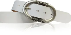 PIACENCA: Damen Ledergürtel 3,6 cm mit ovaler Gürtelschnalle und Arabesken