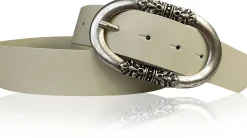 PIACENCA: Damen Ledergürtel 3,6 cm mit ovaler Gürtelschnalle und Arabesken