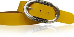 PIACENCA: Damen Ledergürtel 3,6 cm mit ovaler Gürtelschnalle und Arabesken