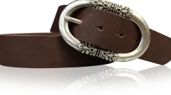 PIACENCA: Damen Ledergürtel 3,6 cm mit ovaler Gürtelschnalle und Arabesken