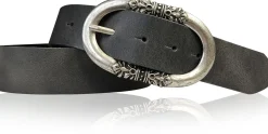 PIACENCA: Damen Ledergürtel 3,6 cm mit ovaler Gürtelschnalle und Arabesken