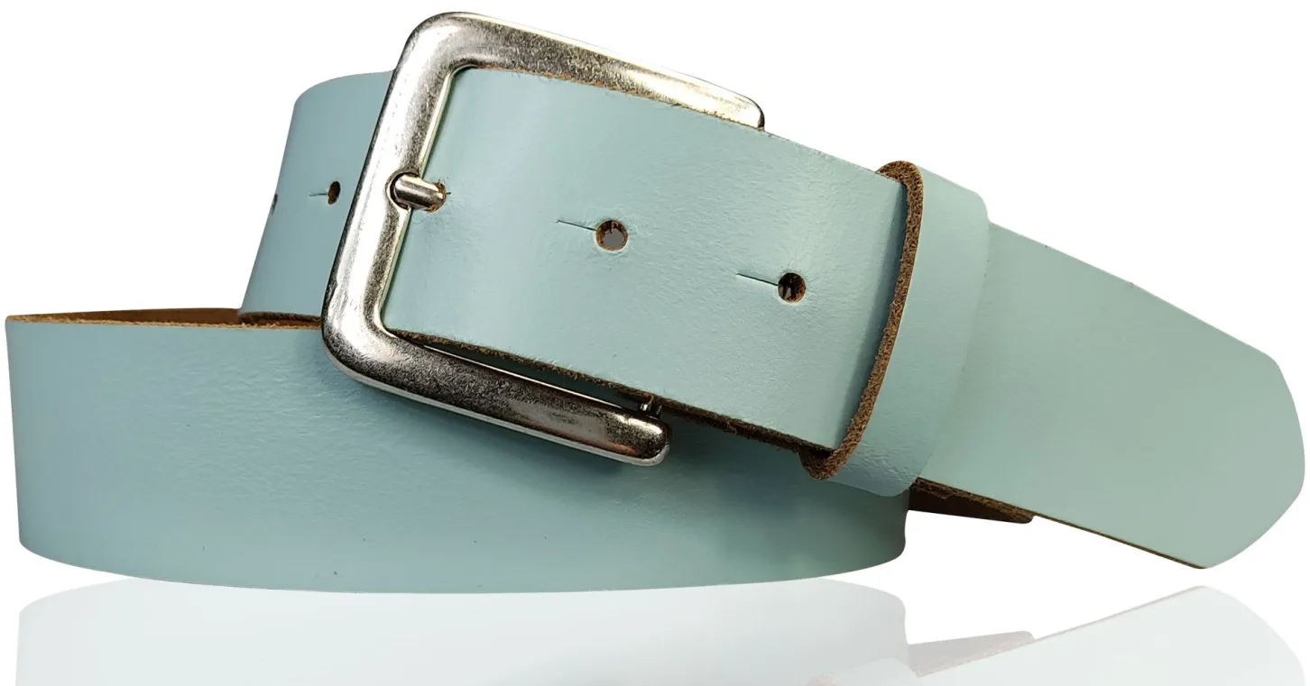 PISA: dezenter basic Gürtel 4 cm aus echtem Leder mit silberner Gürtelschnalle