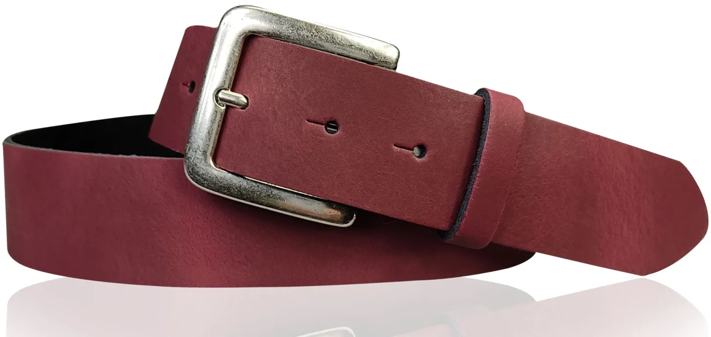 PISA: dezenter basic Gürtel 4 cm aus echtem Leder mit silberner Gürtelschnalle