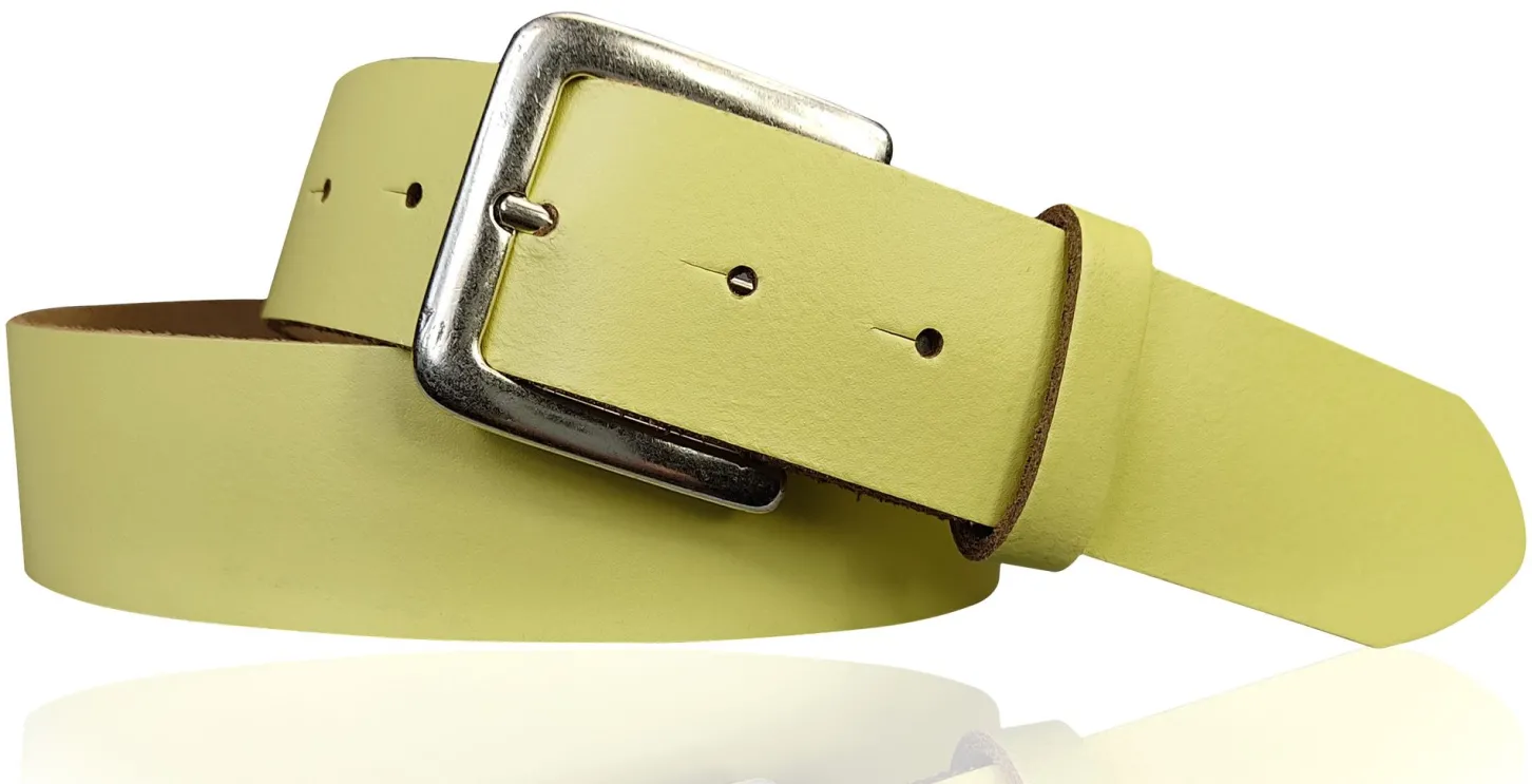 PISA: dezenter basic Gürtel 4 cm aus echtem Leder mit silberner Gürtelschnalle
