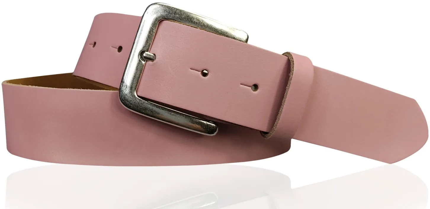 PISA: dezenter basic Gürtel 4 cm aus echtem Leder mit silberner Gürtelschnalle