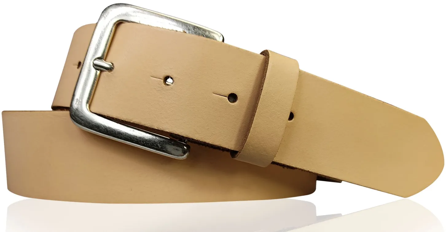 PISA: dezenter basic Gürtel 4 cm aus echtem Leder mit silberner Gürtelschnalle