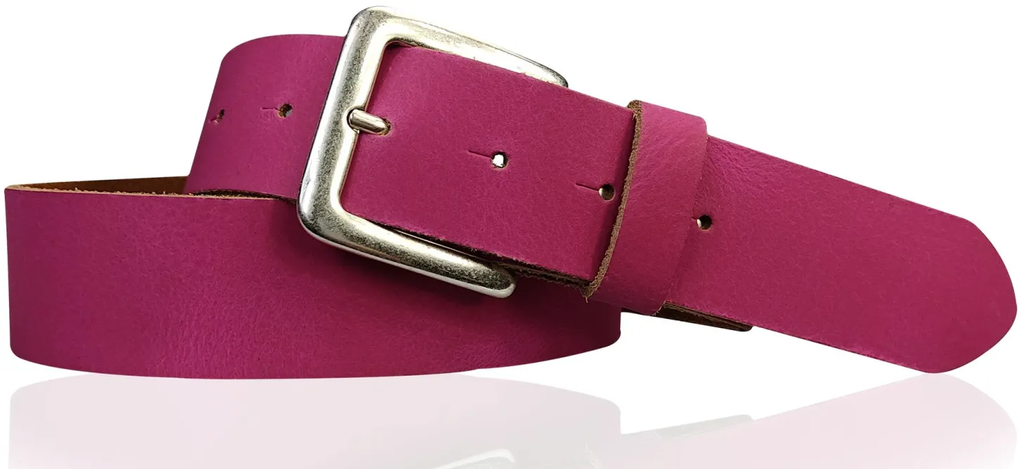 PISA: dezenter basic Gürtel 4 cm aus echtem Leder mit silberner Gürtelschnalle
