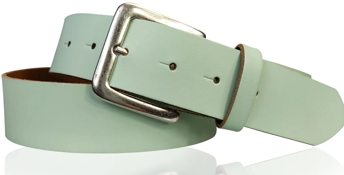 PISA: dezenter basic Gürtel 4 cm aus echtem Leder mit silberner Gürtelschnalle