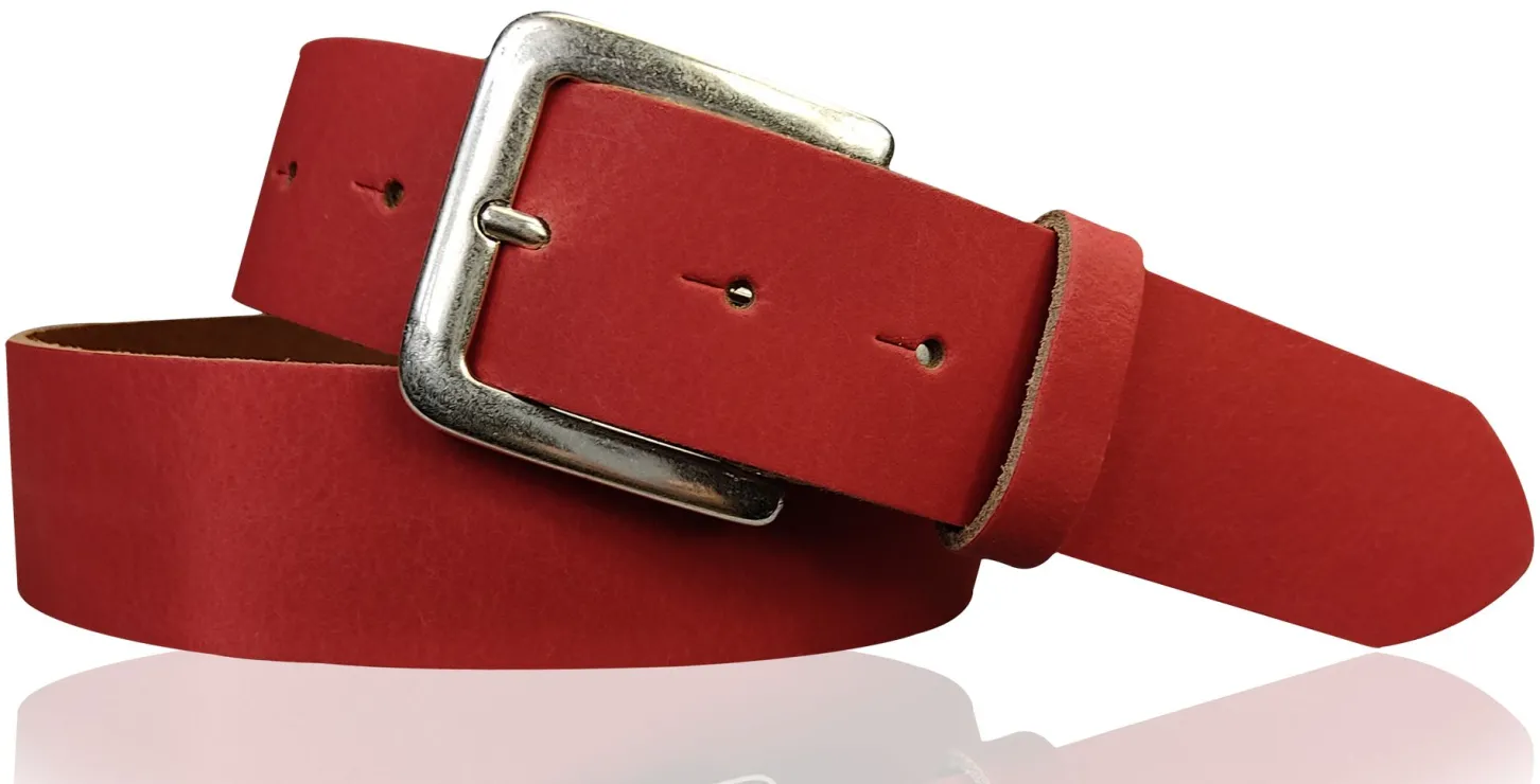 PISA: dezenter basic Gürtel 4 cm aus echtem Leder mit silberner Gürtelschnalle