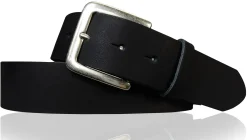PISA: dezenter basic Gürtel 4 cm aus echtem Leder mit silberner Gürtelschnalle