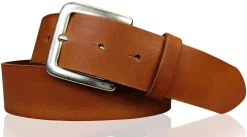PISA: dezenter basic Gürtel 4 cm aus echtem Leder mit silberner Gürtelschnalle