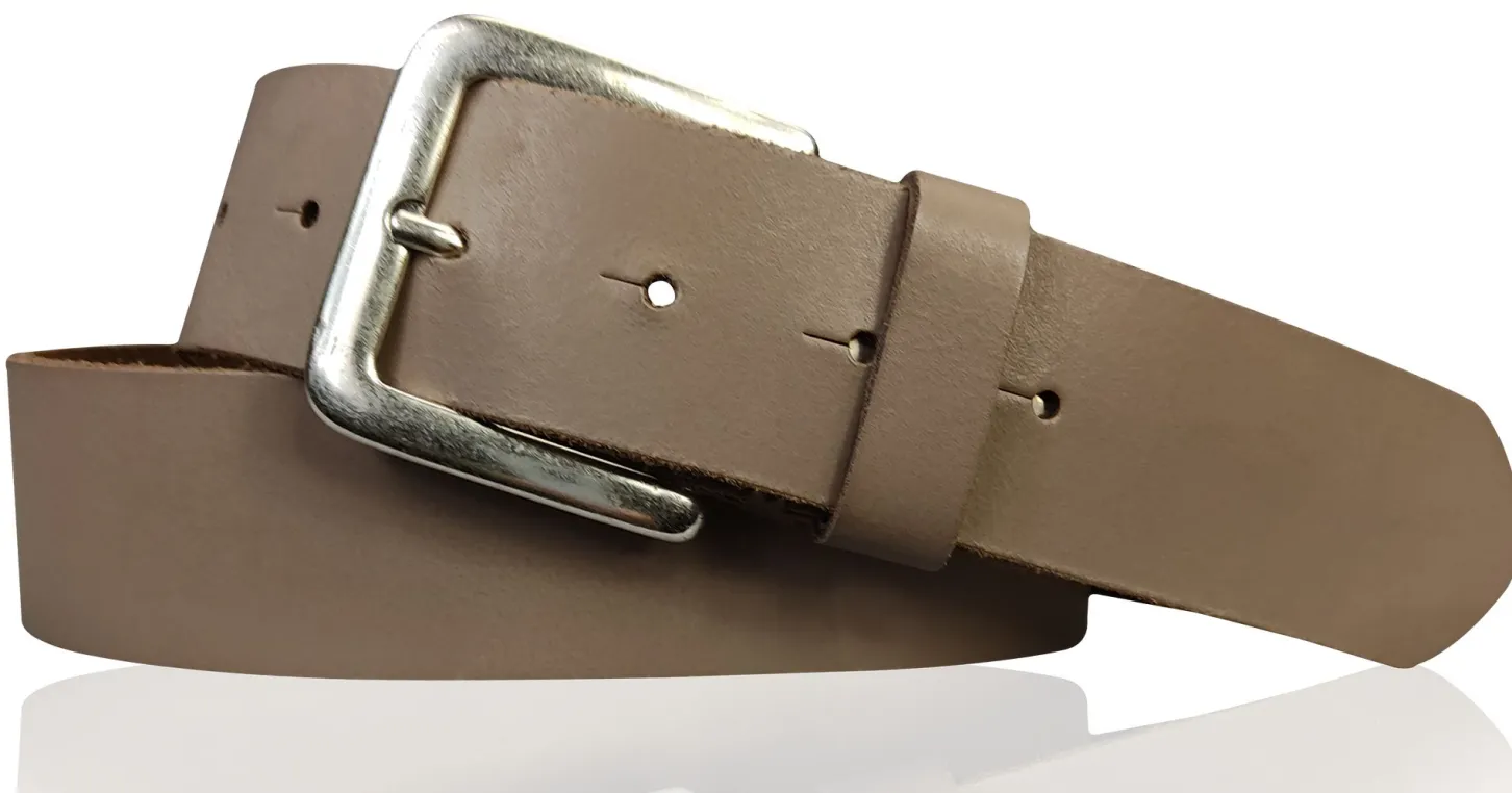 PISA: dezenter basic Gürtel 4 cm aus echtem Leder mit silberner Gürtelschnalle