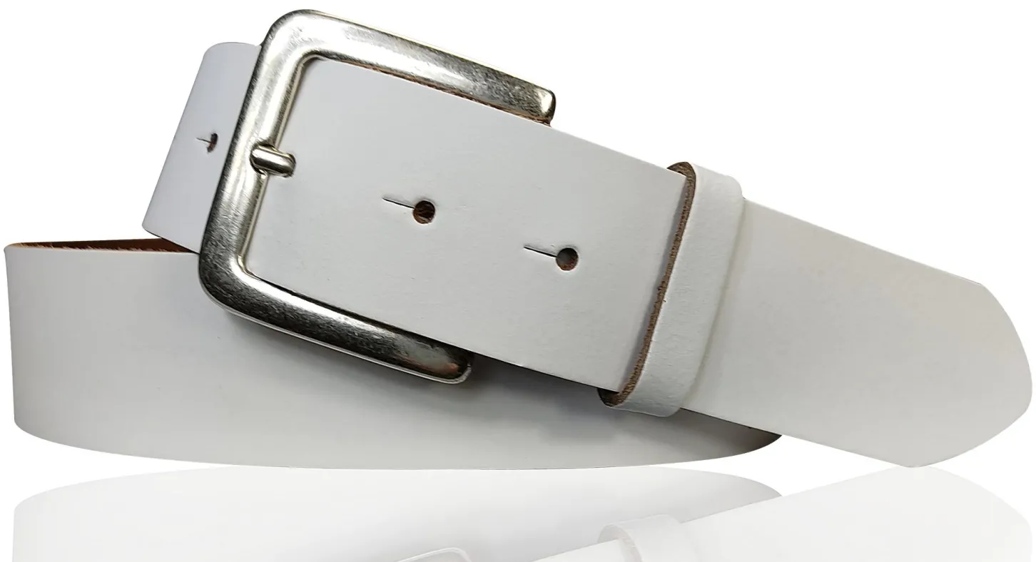 PISA: dezenter basic Gürtel 4 cm aus echtem Leder mit silberner Gürtelschnalle