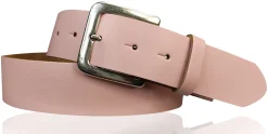 PISA: dezenter basic Gürtel 4 cm aus echtem Leder mit silberner Gürtelschnalle