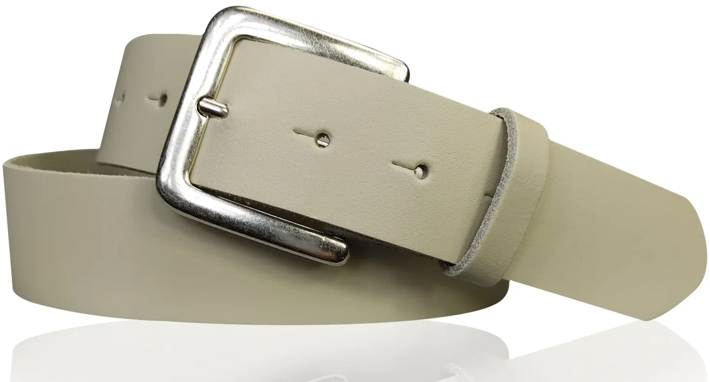 PISA: dezenter basic Gürtel 4 cm aus echtem Leder mit silberner Gürtelschnalle