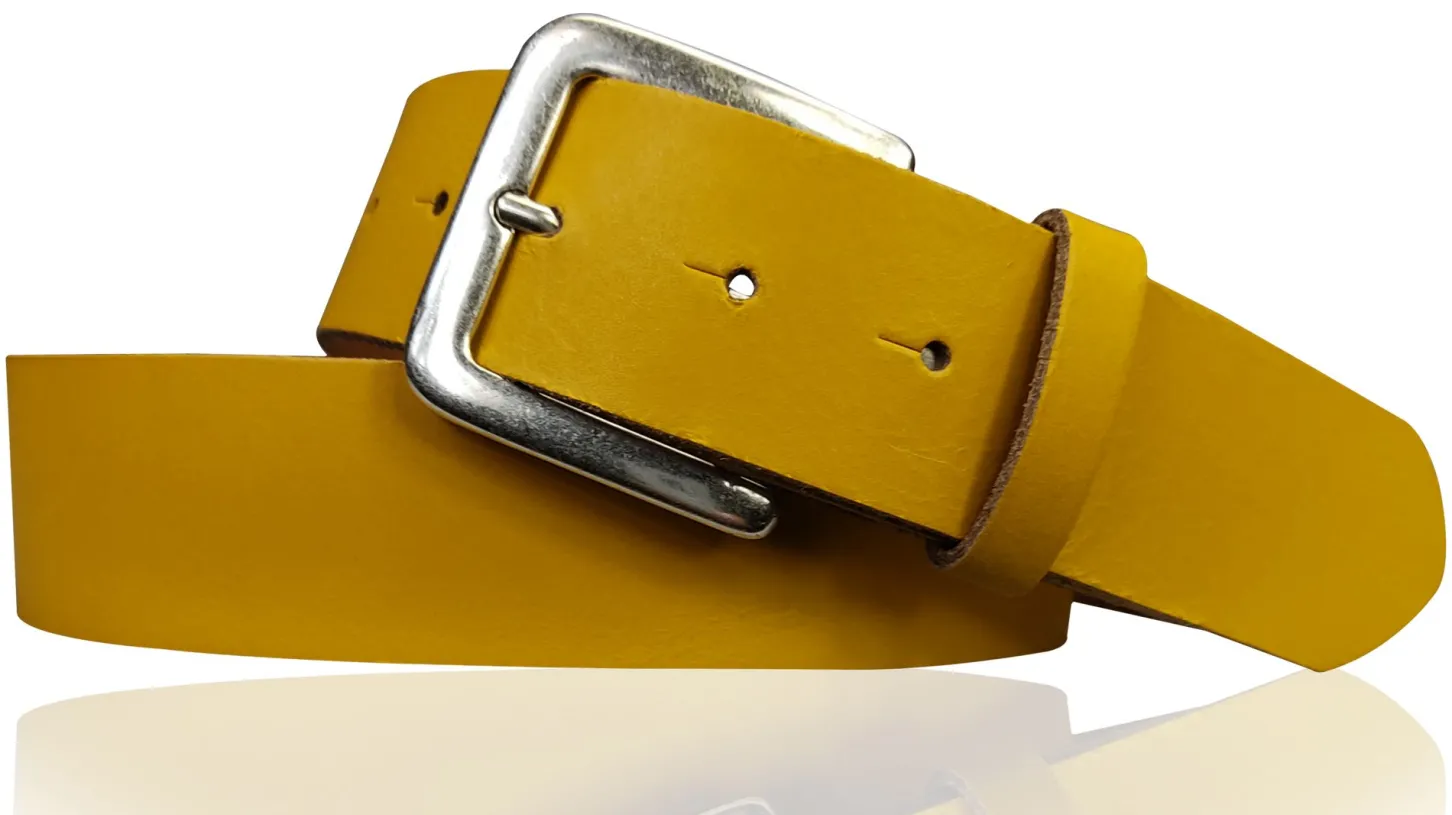 PISA: dezenter basic Gürtel 4 cm aus echtem Leder mit silberner Gürtelschnalle