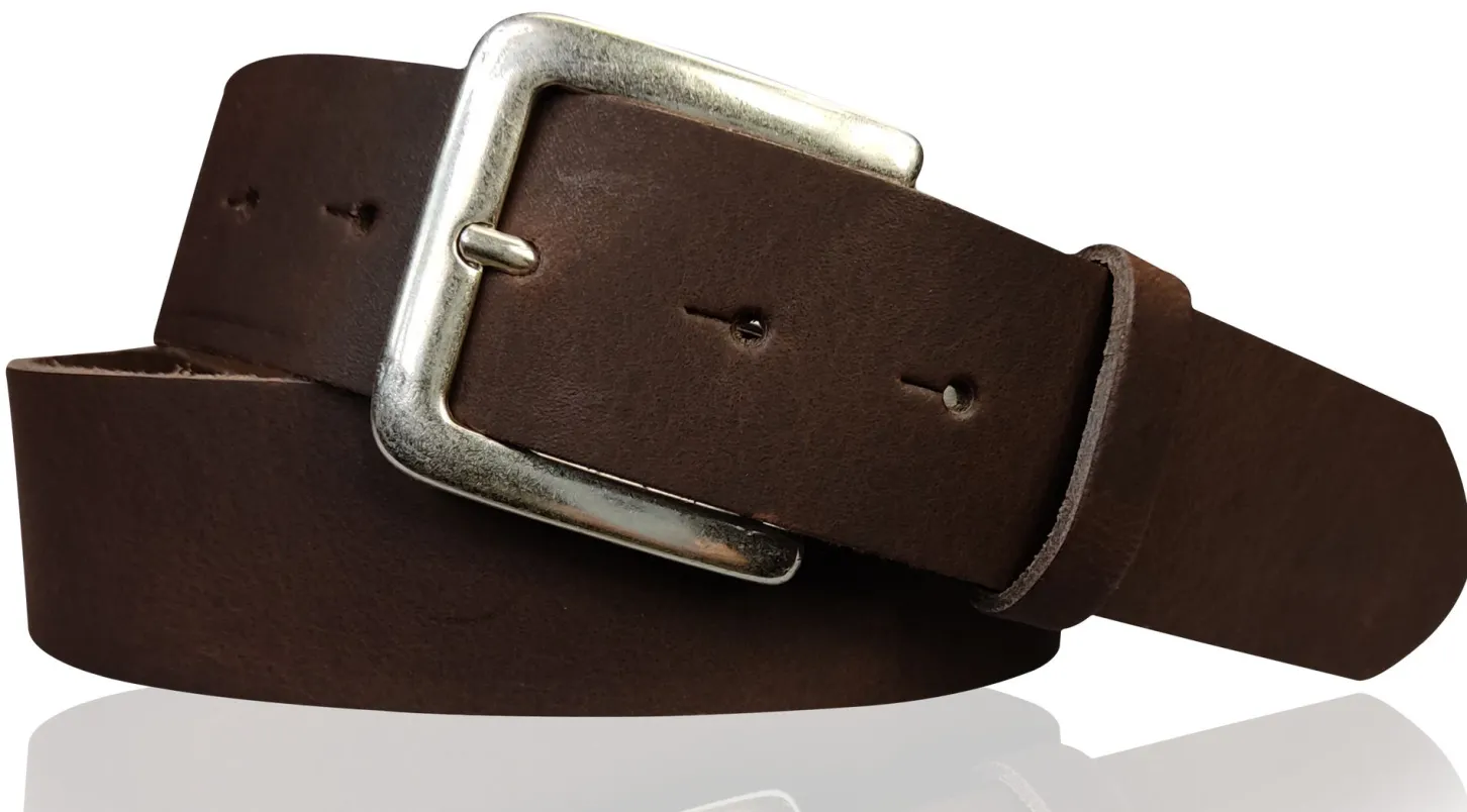 PISA: dezenter basic Gürtel 4 cm aus echtem Leder mit silberner Gürtelschnalle