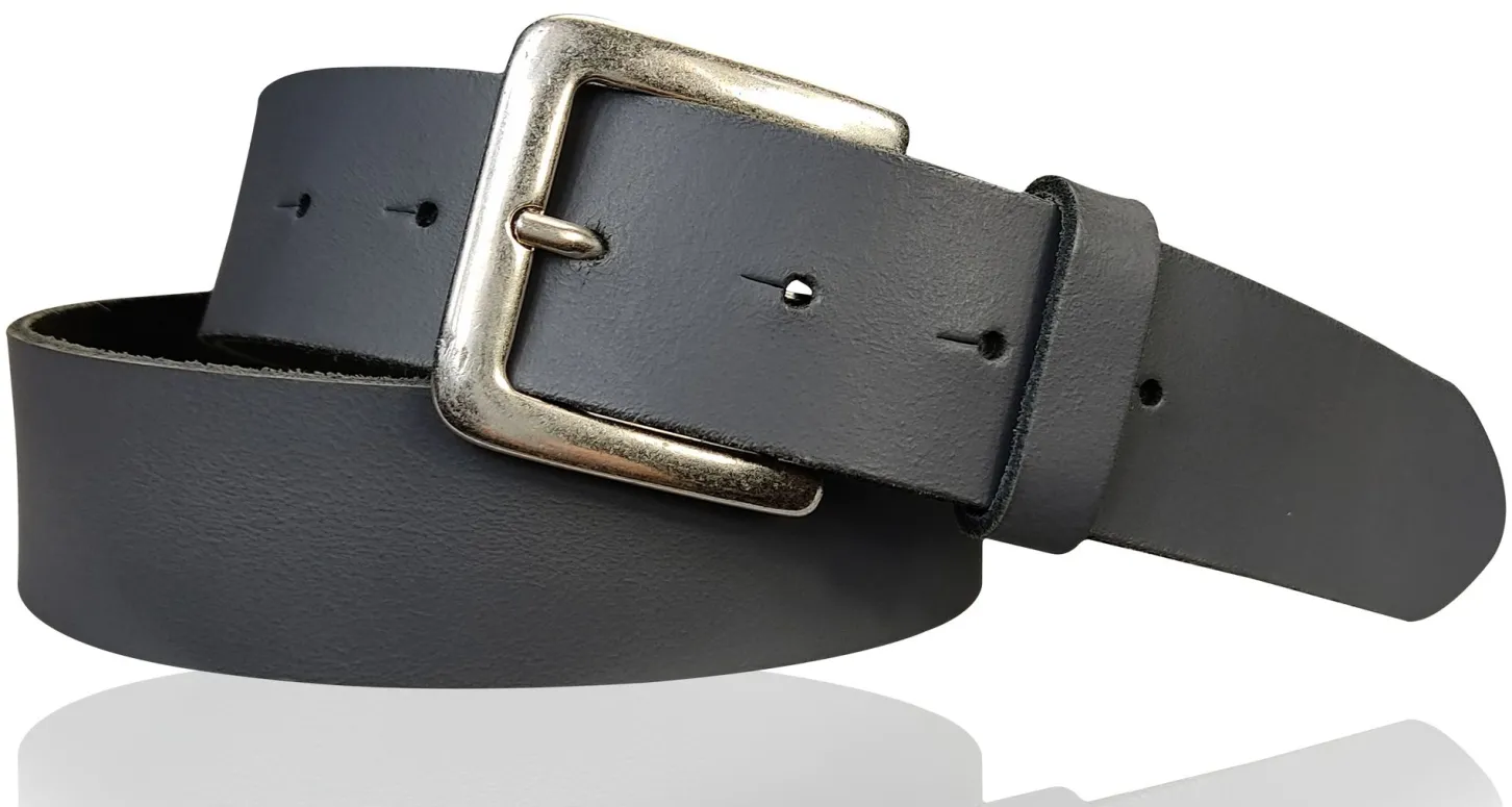 PISA: dezenter basic Gürtel 4 cm aus echtem Leder mit silberner Gürtelschnalle