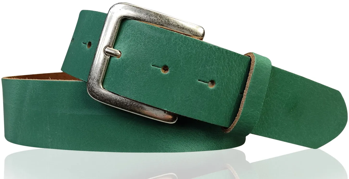 PISA: dezenter basic Gürtel 4 cm aus echtem Leder mit silberner Gürtelschnalle