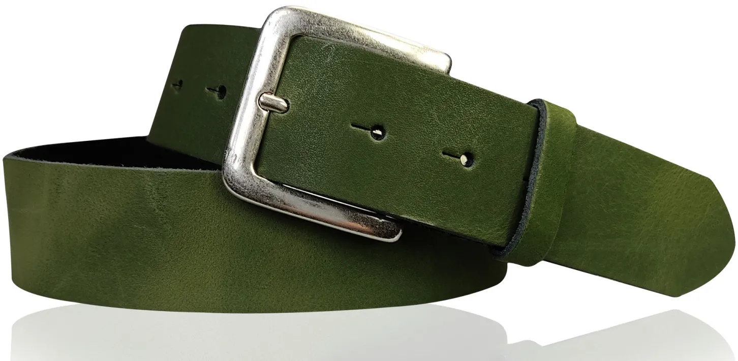 PISA: dezenter basic Gürtel 4 cm aus echtem Leder mit silberner Gürtelschnalle