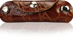 Praktische Schlüsseltasche aus Rindsleder in Krokoleder Optik