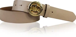 PRINZESS: Damen Ledergürtel 3 cm, Gürtelschnalle gold Krone, Leder