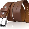 Robuster Arbeitsgürtel aus dickem Leder, Stahl Rollschnalle, multiple Lochung für Flexibilität, 4 cm