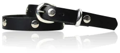ROCK STAR Kindergürtel Gürtelschnalle und Schlaufe silber, echtes Leder durchgenietet, 2 cm breit