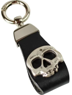 Rockiger Schlüsselanhänger aus Vollrindleder mit Totenkopf