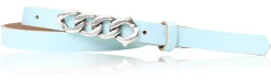 SAINT-TROPEZ schmaler Damen Ledergürtel 1,8 cm, Gürtelschnalle im Kettendesign silber
