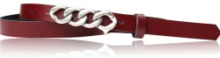 SAINT-TROPEZ schmaler Damen Ledergürtel 1,8 cm, Gürtelschnalle im Kettendesign silber