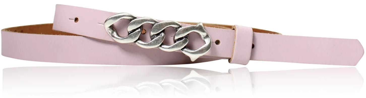 SAINT-TROPEZ schmaler Damen Ledergürtel 1,8 cm, Gürtelschnalle im Kettendesign silber