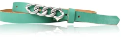 SAINT-TROPEZ schmaler Damen Ledergürtel 1,8 cm, Gürtelschnalle im Kettendesign silber