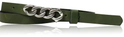 SAINT-TROPEZ schmaler Damen Ledergürtel 1,8 cm, Gürtelschnalle im Kettendesign silber